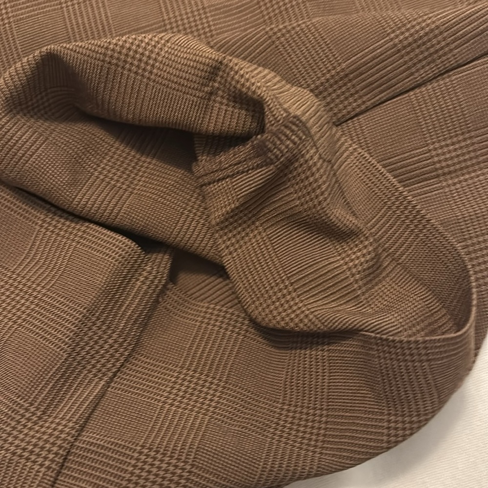 Athleta Skyline Pant Paperbag Waist Belted Pants SZ 8 athleisure brown plaid - Picture 13 of 14